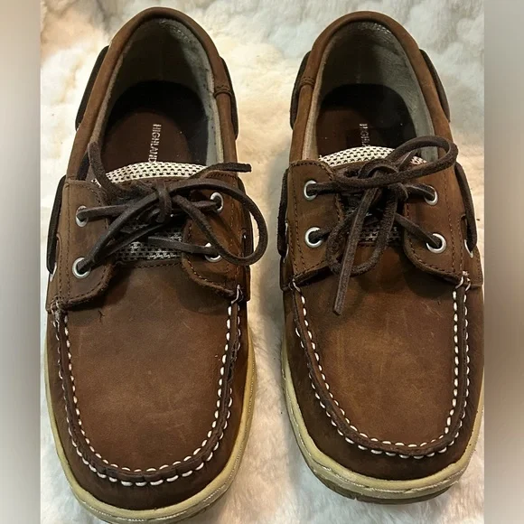 Highland Creek Brown beige leather lace up slip on loafer women’s size 7.5M - Picture 3 of 12